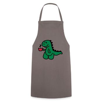 T-Rex liebt seinen Kaffee - Kochschürze - Grau - Vorne - AI Model Male 185 dark (185cm)