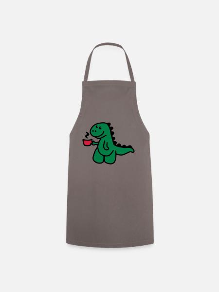 T-Rex liebt seinen Kaffee - Kochschürze - Grau