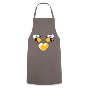 2 bees in love - Cooking Apron - grey - Front - AI Model Male 185 dark (185cm)