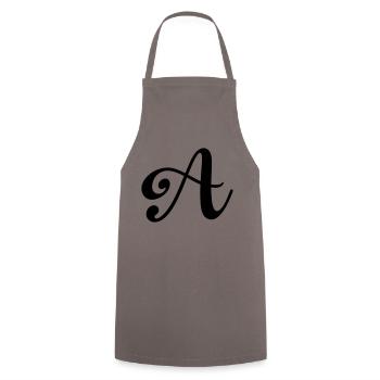 buchstabe a - Kochschürze - Grau - Vorne - AI Model Male 185 dark (185cm)