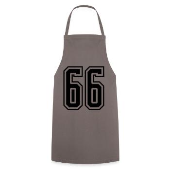 66 Zahl nummer - Kochschürze - Grau - Vorne - AI Model Male 185 dark (185cm)
