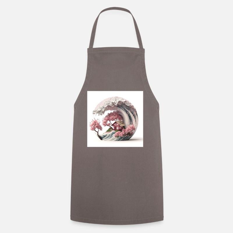 Vague de Sakura V2 - Tablier de cuisine - gris