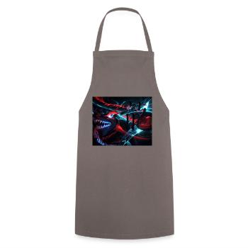 Neon Dragon Duelist - Cooking Apron - grey - Front - AI Model Male 185 dark (185cm)