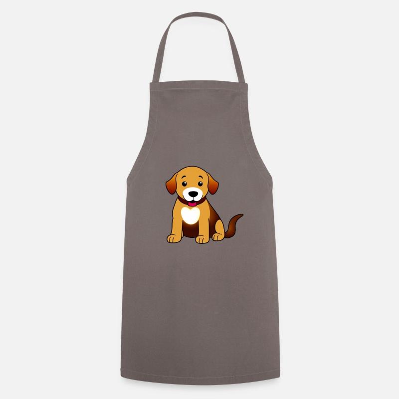 Dog brown sitting - Cooking Apron - grey