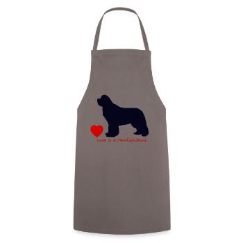 Love is a Newfoundland 017 - Cooking Apron - grey - Front - AI Model Male 185 dark (185cm)
