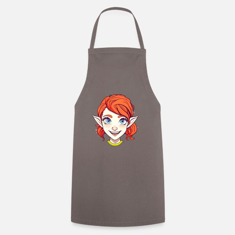 Elfe joyeuse rousse aux yeux bleus - Tablier de cuisine - gris