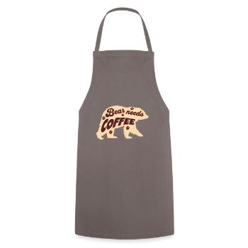 Café Ours Caféine Grain de café Matin grouch - Tablier de cuisine - gris - Devant - AI Model Male 185 dark (185cm)