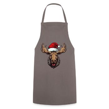 Elch Porträt Weihnachten - Kochschürze - Grau - Vorne - AI Model Male 185 dark (185cm)