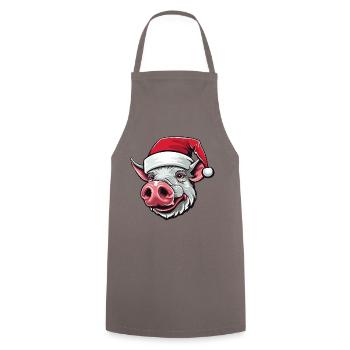 Pig Head Sow Christmas Portrait - Cooking Apron - grey - Front - AI Model Male 185 dark (185cm)
