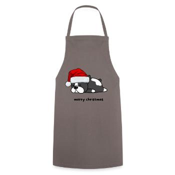 merry christmas dog - Tablier de cuisine - gris - Devant - AI Model Male 185 dark (185cm)
