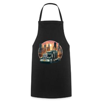 American Truck 18 Wheller Camion Gros Camion Camionnage - Tablier de cuisine - noir - Devant - AI Model Male 185 dark (185cm)