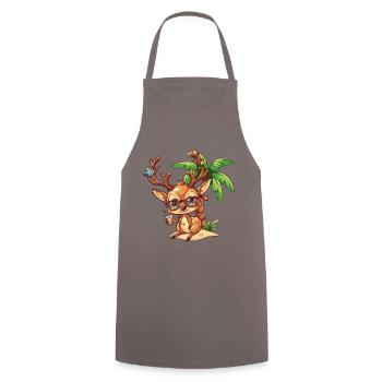 Deer Summer Beach Vacation - Cooking Apron - grey - Front - AI Model Male 185 dark (185cm)