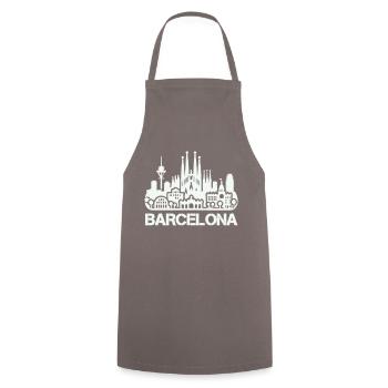 barcelona skyline - Kochschürze - Grau - Vorne - AI Model Male 185 dark (185cm)