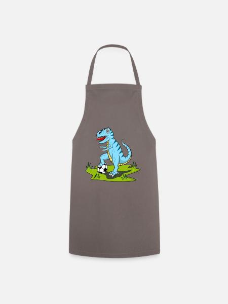 Dinosaurier Rex Fußball Blau - Kochschürze - Grau