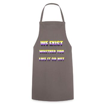 We Exist - Drapeau non-binaire - Tablier de cuisine - gris - Devant - AI Model Male 185 dark (185cm)