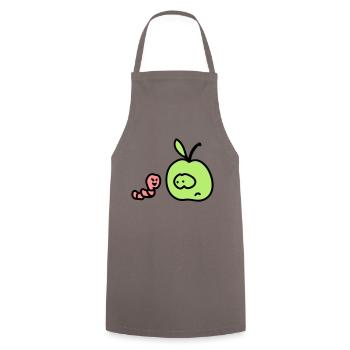 Apfel + Wurm 3 - Kochschürze - Grau - Vorne - AI Model Male 185 dark (185cm)
