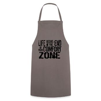 La vie commence à la fin de votre zone de confort - Tablier de cuisine - gris - Devant - AI Model Male 185 dark (185cm)
