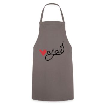Heart you handwritten - Cooking Apron - grey - Front - AI Model Male 185 dark (185cm)