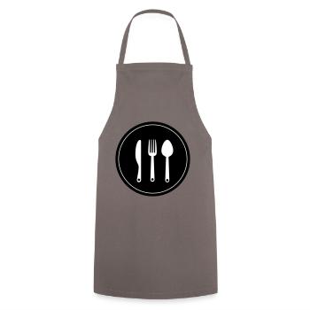 Fork cutlery - Cooking Apron - grey - Front - AI Model Male 185 dark (185cm)