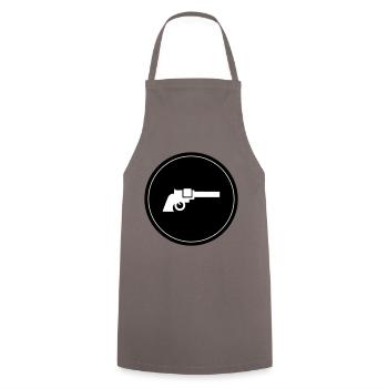 Weapon Symbol Pistol - Cooking Apron - grey - Front - AI Model Male 185 dark (185cm)