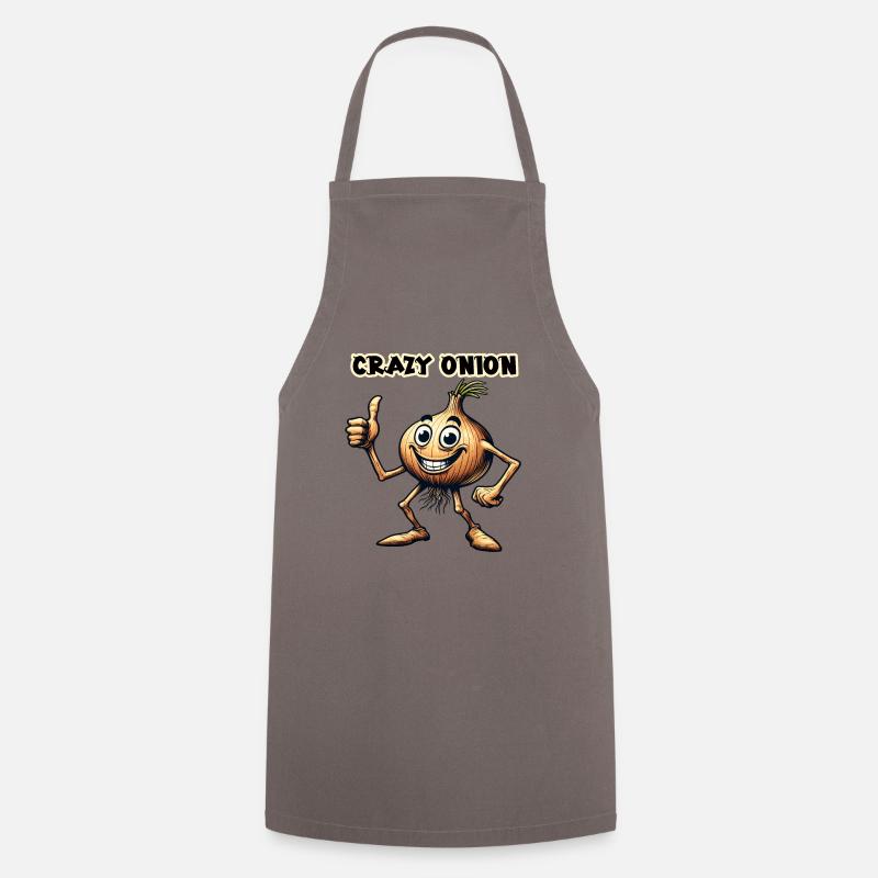 Crazy Veggies: Onion With Goatee and Thumbs Up - Cooking Apron - grey