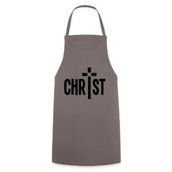 Christ Kreuz - Kochschürze - Grau - Vorne - AI Model Male 185 dark (185cm)