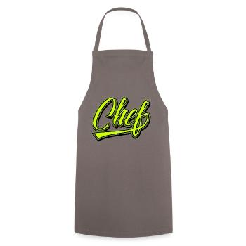 Chef Geschenkidee - Kochschürze - Grau - Vorne - AI Model Male 185 dark (185cm)