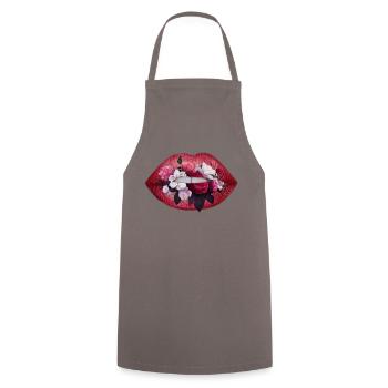Lips flowers - Tablier de cuisine - gris - Devant - AI Model Male 185 dark (185cm)