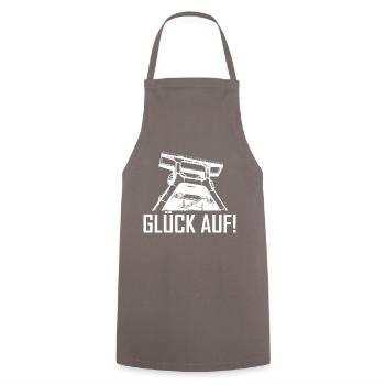 Glück auf weiß - Kochschürze - Grau - Vorne - AI Model Male 185 dark (185cm)