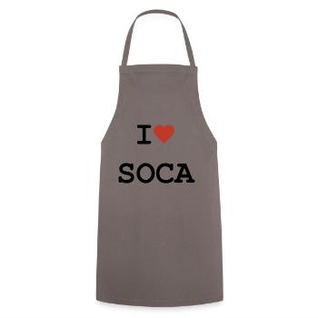Ich liebe Soca - Kreyol Sat - Kochschürze - Grau - Vorne - AI Model Male 185 dark (185cm)