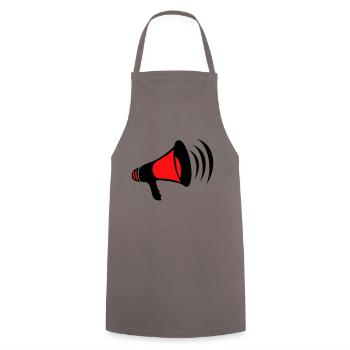 mega, megaphone, megaphone, demonstrate, call, cry - Cooking Apron - grey - Front - AI Model Male 185 dark (185cm)