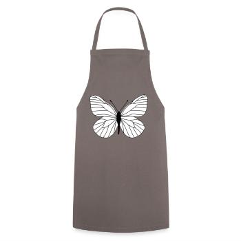 Papillon blanc - Tablier de cuisine - gris - Devant - AI Model Male 185 dark (185cm)