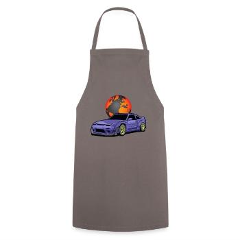 JDM DRIFT CAR - Cooking Apron - grey - Front - AI Model Male 185 dark (185cm)