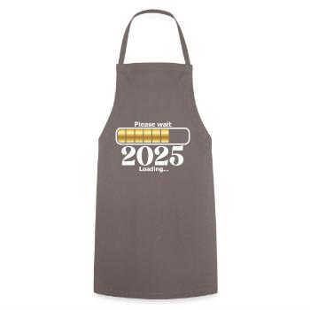 2025 Loading – Silvester Outfit Damen Herren - Kochschürze - Grau - Vorne - AI Model Male 185 dark (185cm)