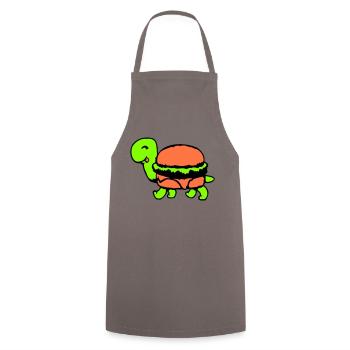 Turtle Hamburger Cheeseburger Fast-Food Fun - Tablier de cuisine - gris - Devant - AI Model Male 185 dark (185cm)