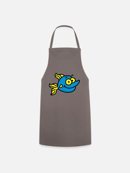 lustiger Fisch - Kochschürze - Grau