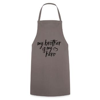 My Brother is my Hero - Cooking Apron - grey - Front - AI Model Male 185 dark (185cm)