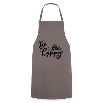 be happy - Sei glücklich - Biene - Kochschürze - Grau - Vorne - AI Model Male 185 dark (185cm)