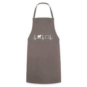 Akita heart curve dog - dog fan pet - Cooking Apron - grey - Front - AI Model Male 185 dark (185cm)