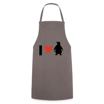 I love Pinguine - Kochschürze - Grau - Vorne - AI Model Male 185 dark (185cm)