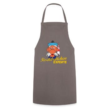 Fischbrötchen Experte - Kochschürze - Grau - Vorne - AI Model Male 185 dark (185cm)
