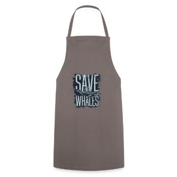 Save the whales - Cooking Apron - grey - Front - AI Model Male 185 dark (185cm)