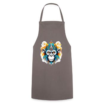Affe Stencil - Kochschürze - Grau - Vorne - AI Model Male 185 dark (185cm)