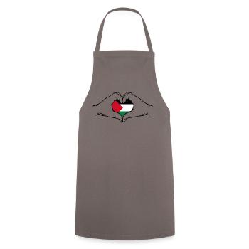 Drapeau de la Palestine Aiguilles Forme De Coeur - Tablier de cuisine - gris - Devant - AI Model Male 185 dark (185cm)