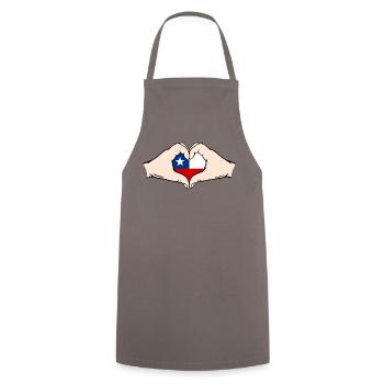 Chili en forme de coeur avec les mains - Tablier de cuisine - gris - Devant - AI Model Male 185 dark (185cm)