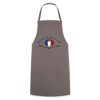 France Forme Coeur avec Mains - Tablier de cuisine - gris - Devant - AI Model Male 185 dark (185cm)