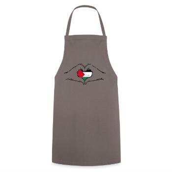 Palestine Flag Heart Shape Used - Cooking Apron - grey - Front - AI Model Male 185 dark (185cm)