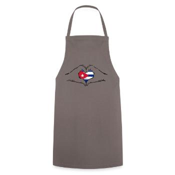 Cuba flag heart shape used - Cooking Apron - grey - Front - AI Model Male 185 dark (185cm)