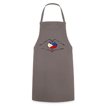 Philippines flag heart shape used - Cooking Apron - grey - Front - AI Model Male 185 dark (185cm)