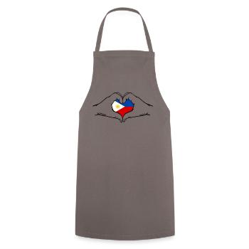 Philippines Flag Heart Shape - Cooking Apron - grey - Front - AI Model Male 185 dark (185cm)
